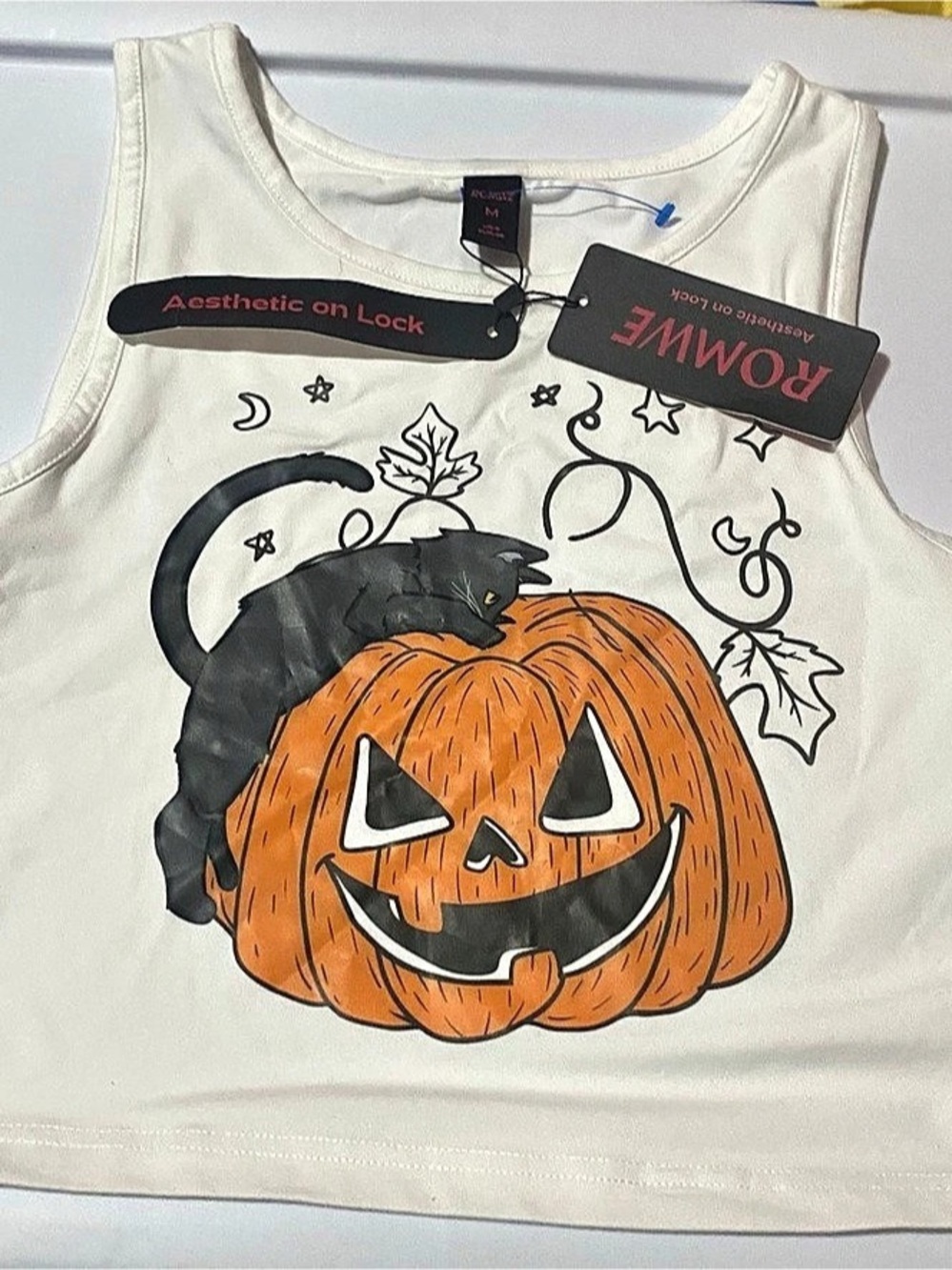Romwe Halloween Pumpkin & Ghost Print Tight Fit Tank Top Medium